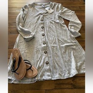 gray CABLE AND GAUGE swing style warm sweater dress nwt M long sleeve button